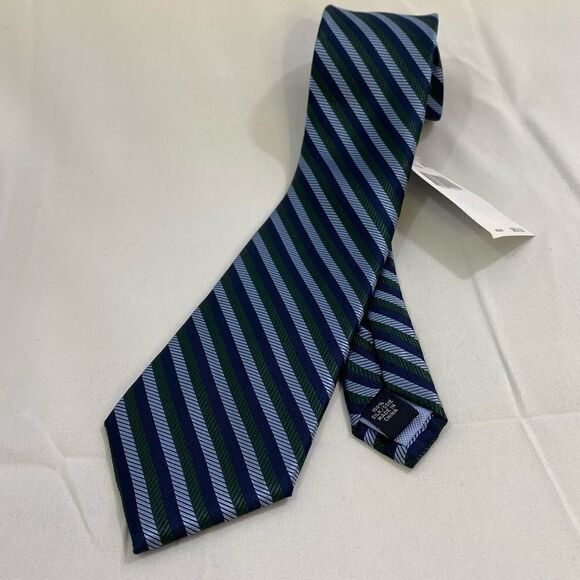 Tommy Hilfiger Blue, Green and Navy Striped Tie - Picture 1 of 5